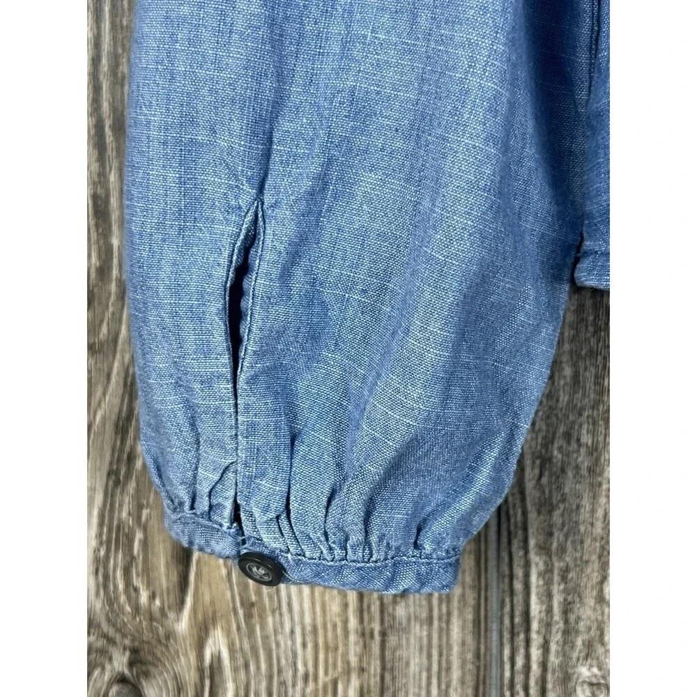 J. Crew Chambray Ruffle Square Neck Blouse XS Beach Coastal Romantic Cottagecore